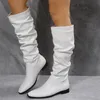 Buty zimowe buty na kolanach moda spiczaste palce pięty na piętę swobodne buty dla kobiet retro żeńskie buty rycerza botas de mujer 231207