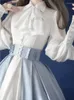 Bluzki damskie wiktoriańskie gotyckie lolita kobiety japoński styl y2k elegancki gigot rękaw