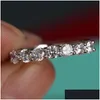 Cluster-Ringe Lab-Diamant-Ring 925 Sterling Silber Schmuck Verlobung Ehering für Frauen Braut Statement Party Zubehör Drop Deli Dh1wu