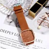 Relógios de pulso elegante moderno relógio masculino elegante quadrado quartzo para mulheres design minimalista ajustável pulseira de couro falso anti-ferrugem