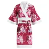 Abbigliamento etnico Donna Sexy Abito Hanfu rosso Stile giapponese Stampa floreale Kimono Yukata Abito elegante Abiti vintage Abiti da festa