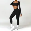 Active Set Women Tracksuit Yoga Set 2st Sportswear Workout Clothes Athletic Wear Gym Legging Fitness Bh Crop Top Long Sleeve Sports Suits