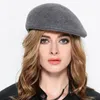 Berets senhoras chique boina feminino inverno 100% lã chapéu mulher festa formal feltro sboy boné 55-58 cm 231208