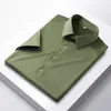 Men's Casual Shirts Business Luxury Wrinkle-proof Non-iron Solid Color High-end Quality Ice Silk Soft Smooth 4 Season Tops S-6XL