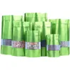 Saco verde de folha de alumínio de 9 tamanhos com janela transparente bolsa de plástico com zíper saco de embalagem de armazenamento de alimentos reutilizável LX26936078778