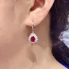 Orecchini pendenti con rubino naturale a goccia per matrimonio 6mm 8mm Cerchio con taglio a pera Gioielli di lusso in argento 925