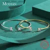 Chain MODIAN 925 Sterling Silver Luxury Asymmetry Sparkling AAAAA Zirconia Open Size Bangle Bracelet For Women Wedding Fine Jewelry YQ231208