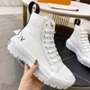 Squad Sneaker Boot Women Platform Cotton Canvas Calfskin Casual Shoes Designer Fashion Ladies High Top Sneakers Shoes Storlek 35-41