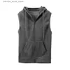 Men's Vests MenS Hooded Sleeveless Zip Casual Vest Sweatshirt Hoodies 2023 Spring Autumn Solid Color Cotton Jacket Waistcoats Top Q231211