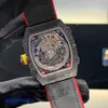 Sport Mechanical RM Watch RM67-02 Automatisk lindning extra platt lighest tunnhet Ergonomi Elegant Watch Bezel Caseback i Quartz TPT Caseband i Carbon TPT H9OO