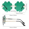 Solglasögon St. Patrick's Day Irish Shamrock Rimless Metal Frame Leprechaun Costume Glasses UV400 Protection