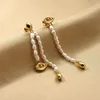 Charm Bilandi 925 Silver Needle Women Jewelry Asymmetrical Simulated Pearl Earrings Trend Tassel Drop Gift 231208