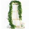 装飾的な花12pcsアイビー人工植物家の装飾壁ぶら下がっているブドウ26m/84フィートの緑の偽の葉ガーランドdiy for wedding party room