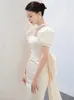 Franch Meerjungfrau-Hochzeitskleider, Illusionsmieder, kurze Ärmel, Applikationen, Schleife, saudi-arabische Brautkleider mit abnehmbaren Schleppknöpfen