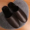 Genuine Leather Women's Slippers Sold with Box Solid Color Cowhide Leather Women Slides