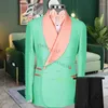 Herenpakken Thorndike Mannelijke Pak Zakelijk Bruiloft Casual Blazer Broek Chique Mannen Effen Kleur 2 Stuks Mode Revers Double Breasted Stijl