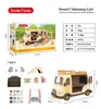 Action Toy Figures Forest Animal Outdoor station wagon school bus Set DIY Simulation Furniture Girl Play House Toys kid birthday Gift 231207