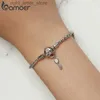 Chain Bamoer 925 Sterling Silver Heart Lock and Key Buckles Basic Chain Bracelet Platinum Plated for Women Valentine's Day Gift SCB259 YQ231208