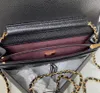 10A top quality Classic Chain Wallet 19cm Black leather crossbody bag caviar woman shoulder bag fashion designer bags High-End lady cosmetic purse with box C007 purse