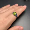 Garantiert echter Peridot-Ring aus Sterlingsilber für Bürofrauen, 7 mm x 9 mm, 1 Karat natürlicher Peridot-925-Silberring mit 18-karätiger Vergoldung