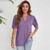 Dames T-shirt 2023 Vrouw Kleding T-shirt Dames Herfst Tops Tees Leuke Blouse T-shirt Korte Bladerdeeg Sle Groen Paars Fe Kleding voor DamesL231208