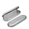 Empty Pen Box Tin Case Storage Box Bins silver Pencil Case Organizer for Needle Metal Rectangular Storage Box Containers