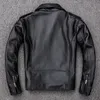 Chaquetas con cremallera oblicua para motocicleta clásica de cuero para hombre, chaqueta para hombre, piel de becerro natural, piel de vaca gruesa y delgada, Moto Biker Man 231208