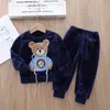 Pigiama Autunno Inverno Ragazzo Ragazza Vestiti Pigiama Set Flanella spessa Bambino Bambino Caldo Cartoon Orso Indumenti da notte Bambini Abito da casa 05Y 231207