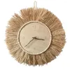 Relógios de parede Fancy Silent Clock Vintage Non Ticking Natural Color Bast Straw