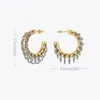 Charme enfashion punk círculo loop brinco de argola de aço inoxidável para mulheres cor ouro brincos feminino moda jóias e211304 231207