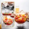 Set di stoviglie Ciotole da dessert in vetro Tazze Ciotola con piede Stelo corto Piatti da portata trasparenti per budino di frutta Trasparente