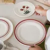 Plates Vintage Tulip Dinner Plate Melamine Fruit Dessert Simple Imitation Porcelain Round Dish Exquisite Home Kitchen Tableware