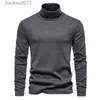 Men's T-Shirts Mens Orange Turtleneck Sweaters 2023 Autumn Winter Long Sle Slim Fit Basic Top Casual Warm Lightweight Undershirt Pullovers L231212