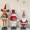 Fournitures de jouets de Noël Poupées de renne de Noël Figurine de bonhomme de neige de Thanksgiving Poupée en peluche à longue jambe Père Noël en peluche Ornement télescopique debout 231208