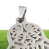 Collier en acier inoxydable Main de Fatima Hamsa Kabbale argent noir or Charme sur boîte 24quot Chaîne navire 9981361