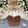 Tanks pour femmes American Retro Vêtements Femmes Lace-up Bandage Halter Cou Femelle PU Tops Courts Dames Sexy Streetwear Débardeur Drop