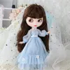 Dolltillbehör DBS klänning för Blyth Doll iskall LICCA Outfit Blue Dress Flower Suit Wedding Dress Spets Anime Dollkläder 231208