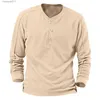 T-shirt da uomo Bottone Collo Camicia ampia vestibilità Autunno e inverno Plaid Sle lungo Girocollo lti Sle Pullover Tees T-shirt Chemise L231208