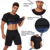 Männer Sauna Anzug Abnehmen Kurzarm Sweat Top Mid Taille Leggings Schnelle Schwitzen Trainingsanzug Body Shaper Thermo Sportwear