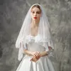 Veli da sposa corti Boho con applicazioni in pizzo da sposa per accessori da matrimonio per capelli a due strati bianchi e avorio