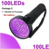 Lampes de poche Torches Haute Qualité Uv Lumière 100 LED Lampe De Poche Lampe Torche Sécurité Traviolet Détection Drop Livraison Sports Extérieur Cam Dhycr