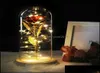 Couronnes de fleurs décoratives fournitures de fête festives maison jardin rouge moyen dans un dôme de verre sur une base en bois pour les cadeaux de la Saint-Valentin Led 9778184