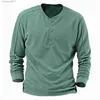 T-shirt da uomo Bottone Collo Camicia ampia vestibilità Autunno e inverno Plaid Sle lungo Girocollo lti Sle Pullover Tees T-shirt Chemise L231208