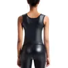 Damen S U-Ausschnitt Hautformung Ärmel Hakenjacke Tank Top Enges Korsett Coach Taille Minishirt Schwarze Unterwäsche Modisch