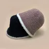 Bérets Berbère Polaire Couleur Bloc Peluche Seau Chapeaux Automne Et Hiver Femmes Hommes Confortable Polyvalent Chaud Mode Coréenne Coton