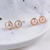 Stud Earrings LJHMY Pearl 14K Gold Plated Wrap Wire White Pink Black Gray Purple Gothic Boho