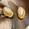 Charme créateurs de mode ovale perle grandes boucles d'oreilles métalliques irrégulières pour les femmes personnalité bijoux en gros 231208