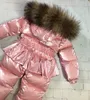 Down Coat Winter Childrens Clothing for Girls Goose Down Warm Pink Girls Winter Coat med Real Raccoon Fur Collar 04 Years 231207
