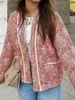 Women's Jackets Floral Printed Quilted Cotton Women 2023 Autumn Winter Casual Chic Long Sleeve Pocket Cardigan Vintage Fashion Outerwear