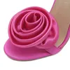 Sandaler Zookerlin för kvinnor 2024 Blomma Buckle Strap Shoes Sexig Stiletto Rose Red High Heels Summer Sandalias de Mujer